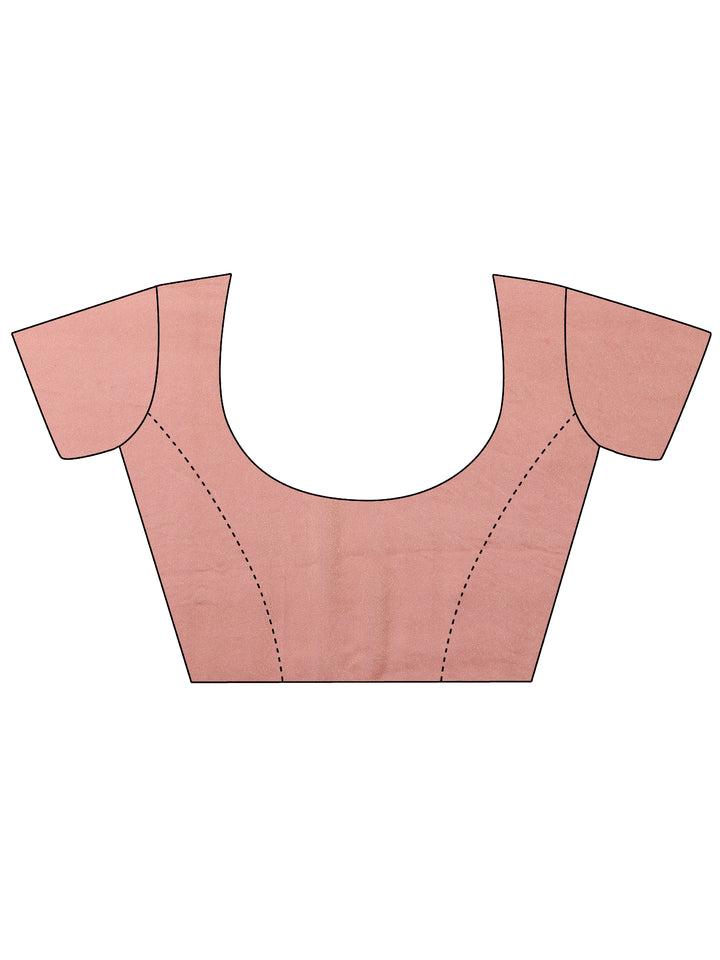 Peach Embellished Silk Blend Saree With Unstitched Blouse Piece