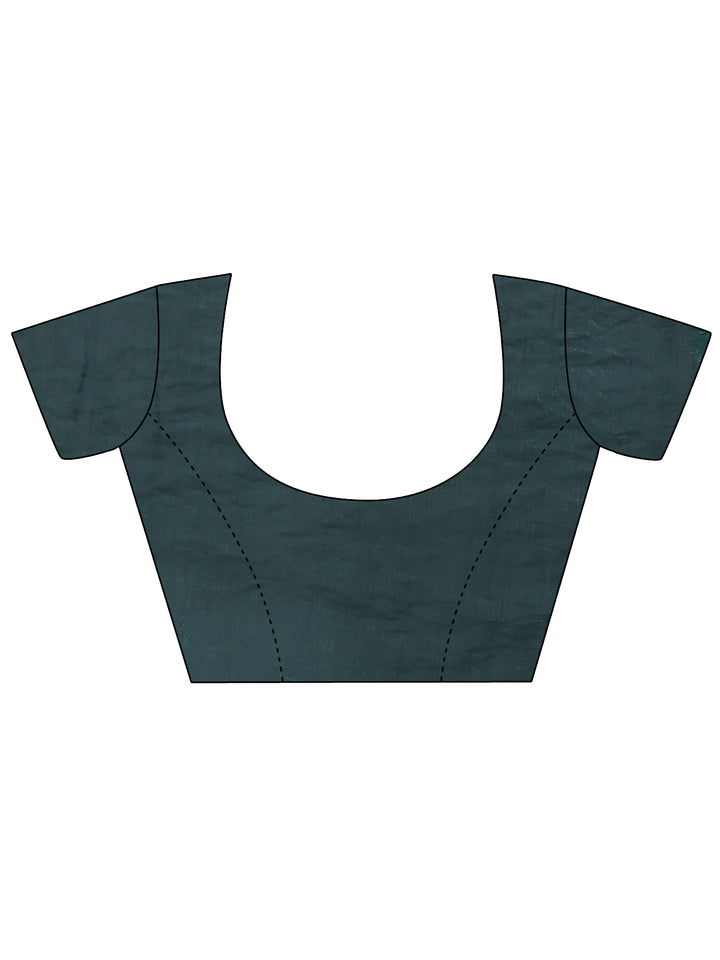 Green Solid Silk Blend Saree With Unstitched Blouse Piece