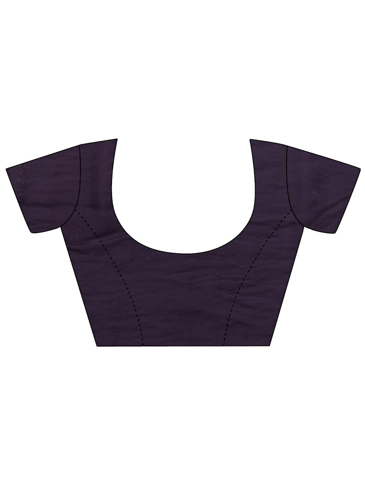 Purple Solid Silk Blend Saree With Unstitched Blouse Piece