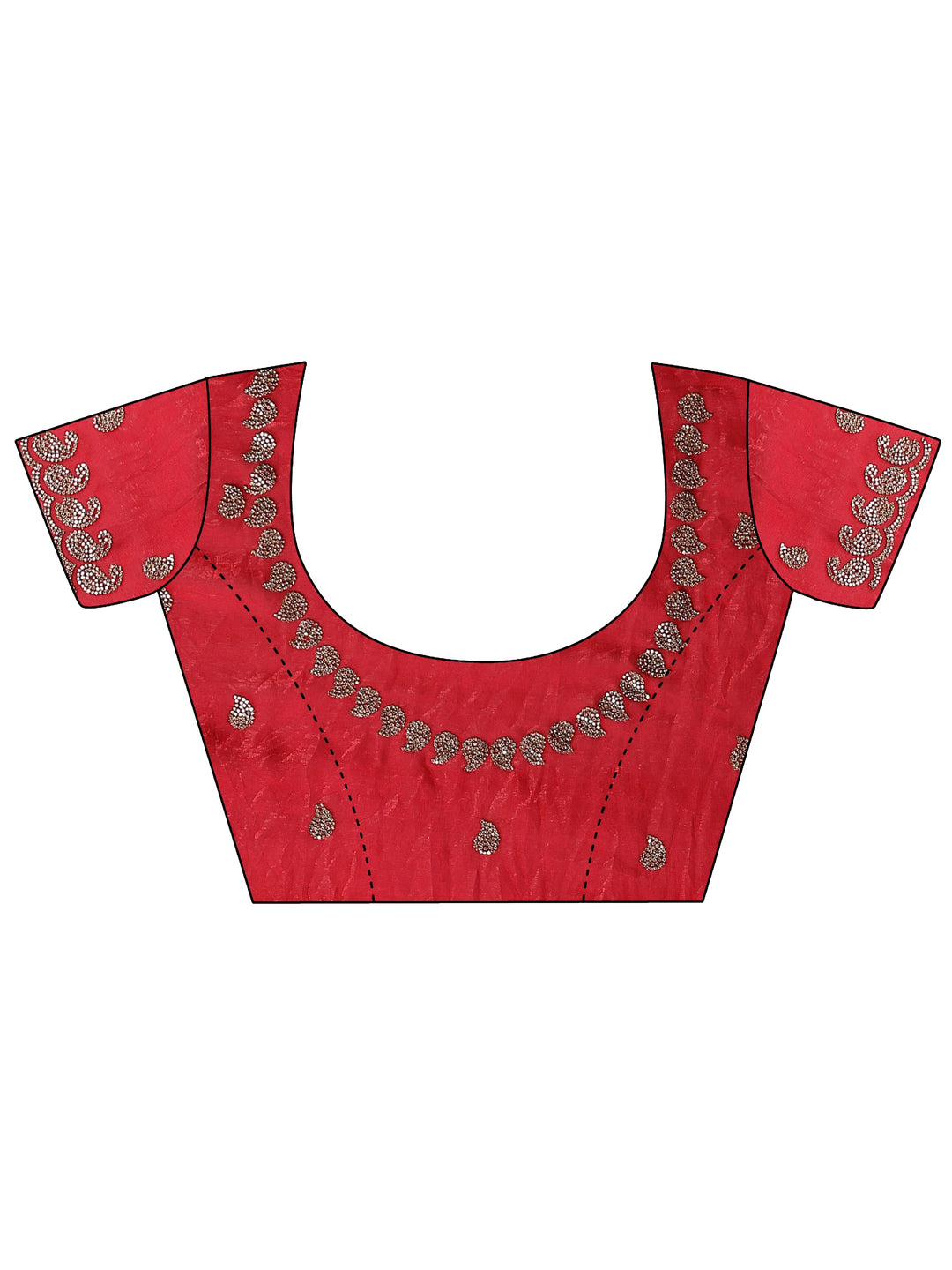 Red Solid Silk Blend Saree With Unstitched Blouse Piece