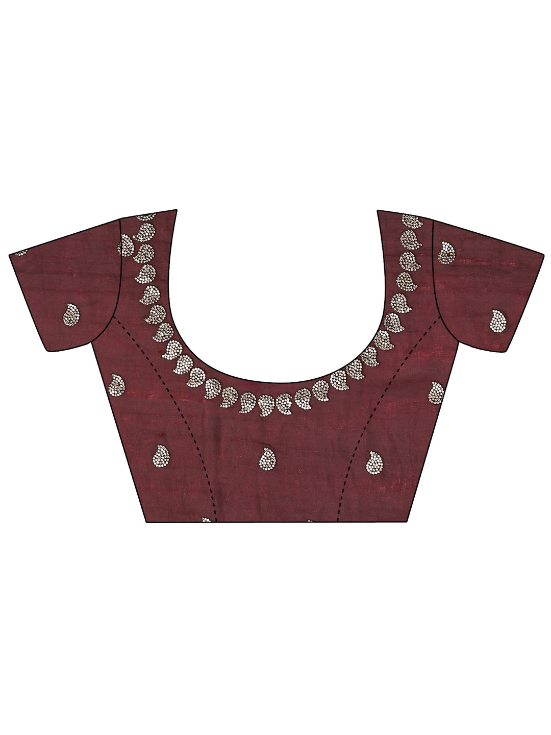 Maroon Solid Silk Blend Saree With Unstitched Blouse Piece