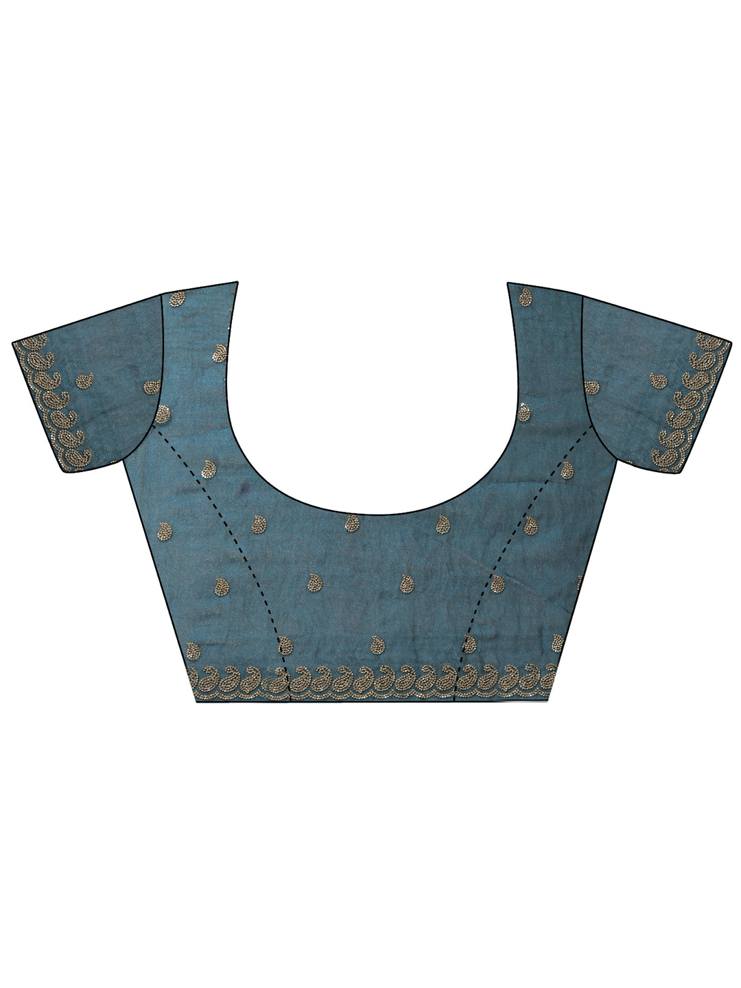 Teal Solid Silk Blend Saree With Unstitched Blouse Piece