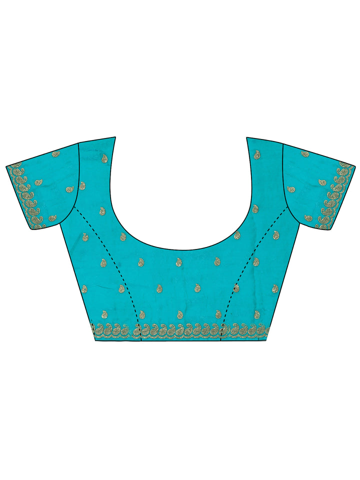 Green Solid Silk Blend Saree With Unstitched Blouse Piece