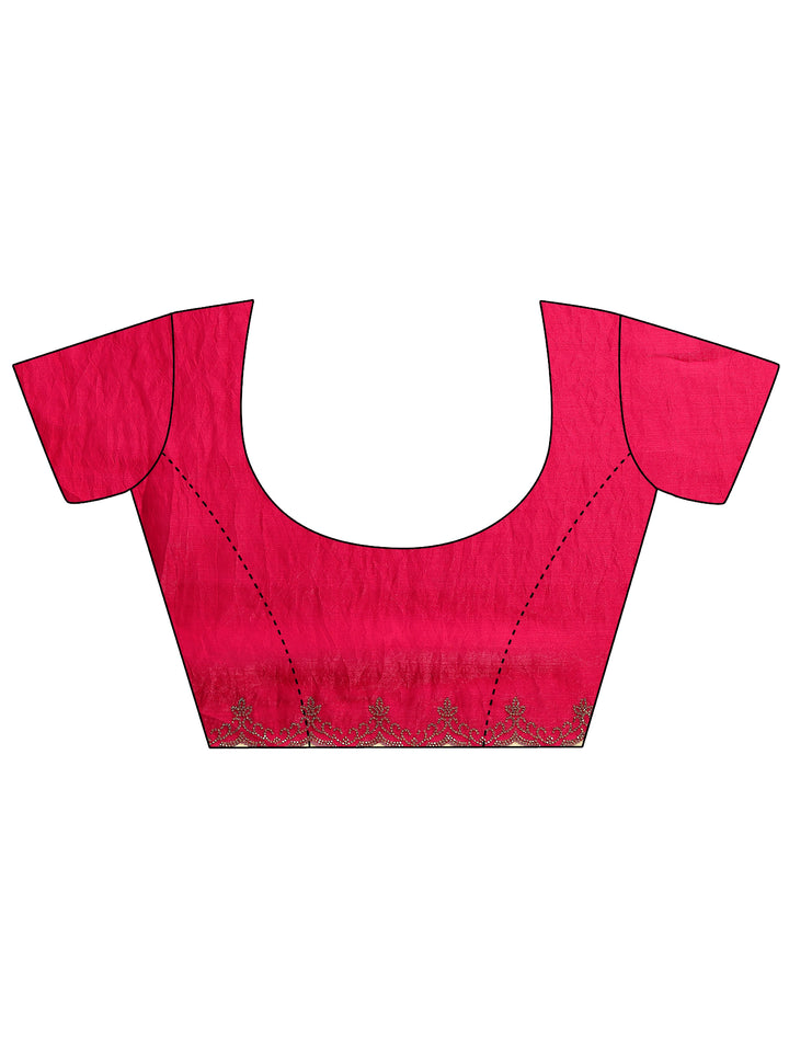 Red Solid Silk Blend Saree With Unstitched Blouse Piece