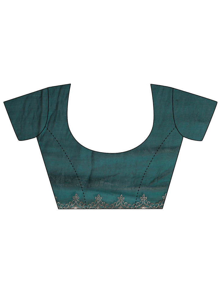 Green Solid Silk Blend Saree With Unstitched Blouse Piece