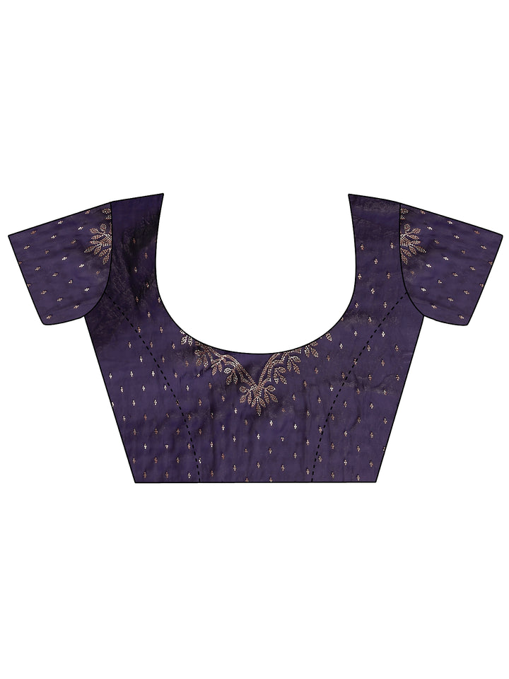 Purple Solid Silk Blend Saree With Unstitched Blouse Piece