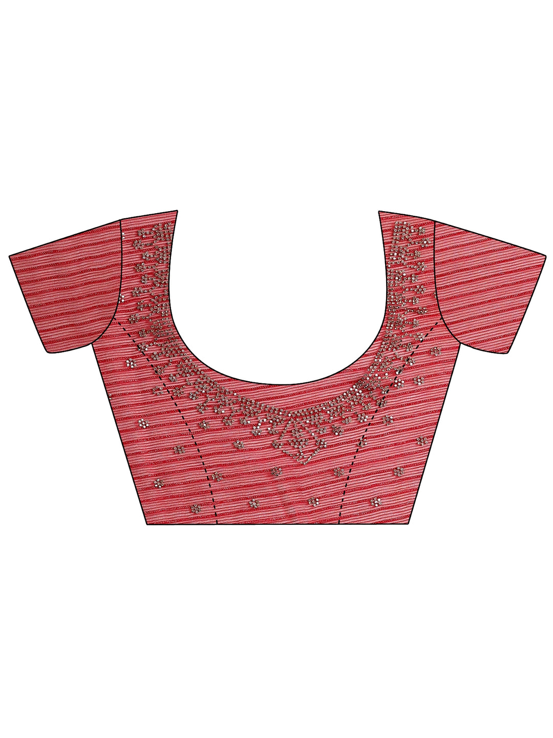 Red Embellished Georgette Saree With Unstitched Blouse Piece