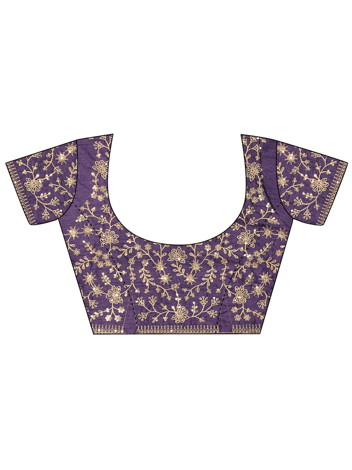 Lavender Solid Silk Blend Saree With Unstitched Blouse Piece