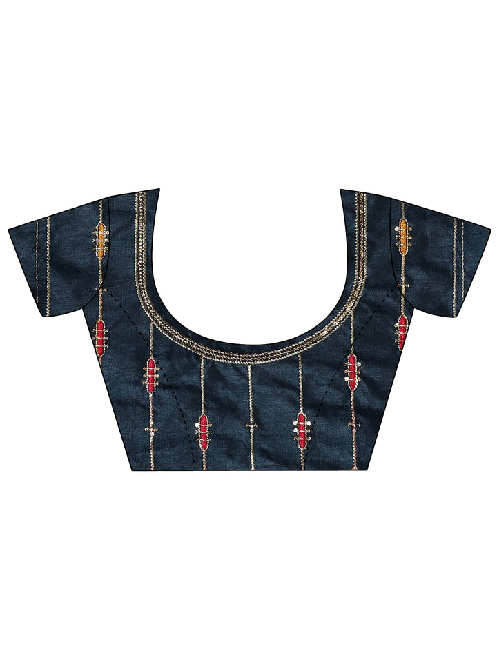 Red Solid Silk Blend Saree With Unstitched Blouse Piece