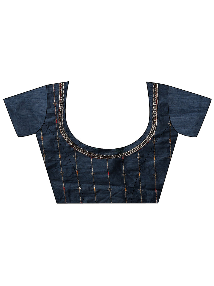 Red Solid Silk Blend Saree With Unstitched Blouse Piece