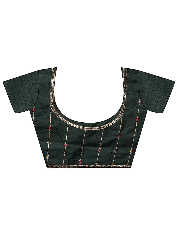 Red Solid Silk Blend Saree With Unstitched Blouse Piece