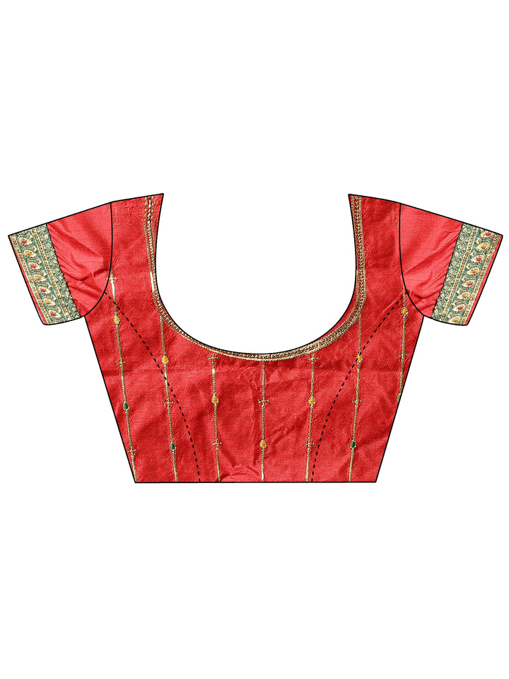 Green Solid Silk Blend Saree With Unstitched Blouse Piece