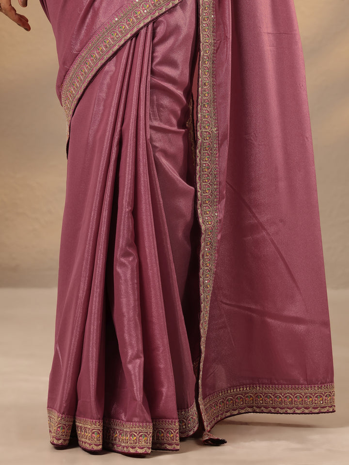 Peach Solid Silk Blend Saree With Unstitched Blouse Piece