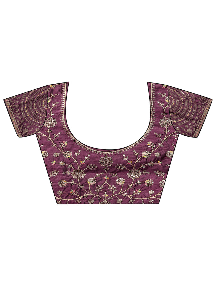 Lavender Solid Silk Blend Saree With Unstitched Blouse Piece