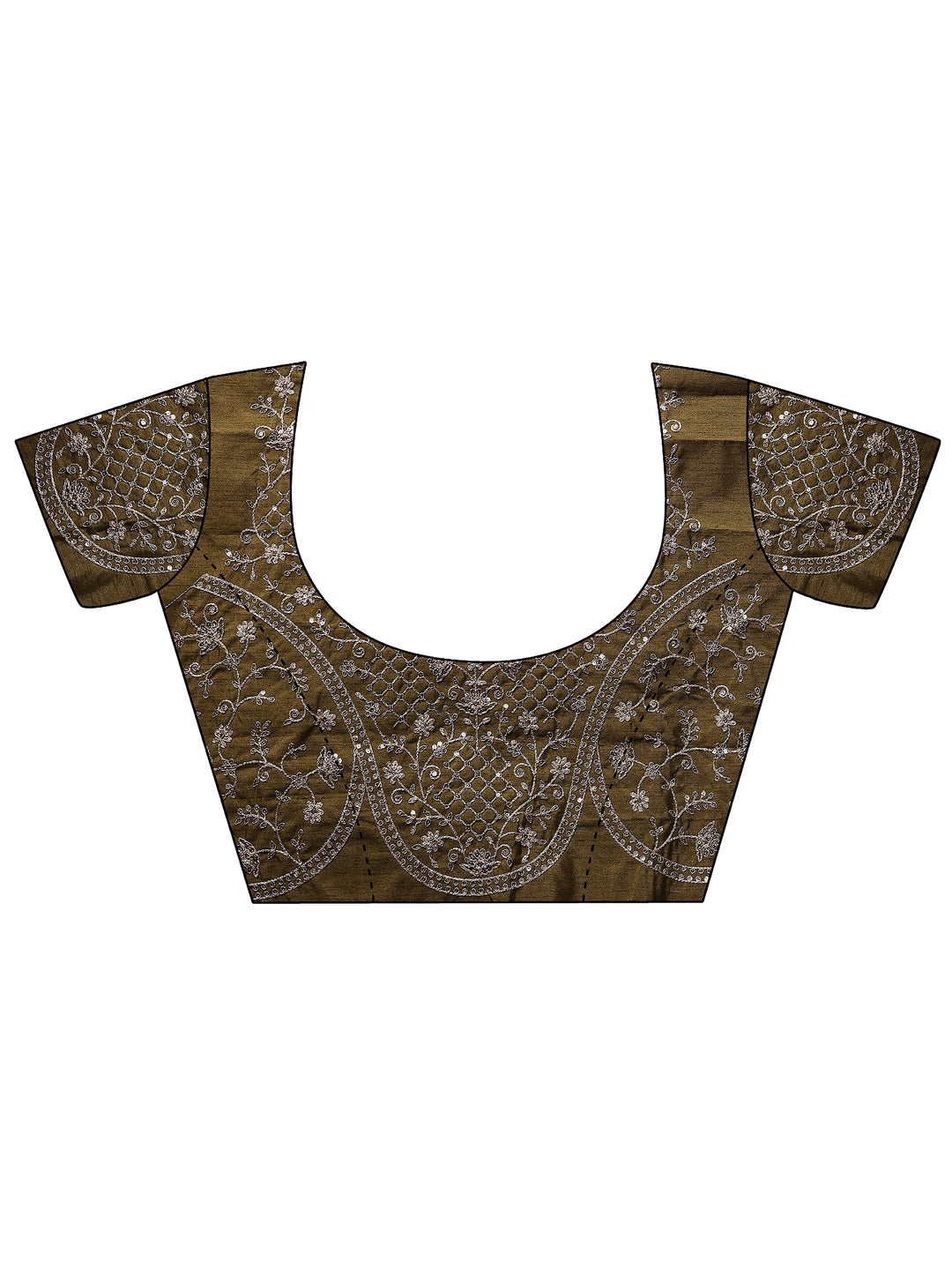 Green Striped Embellished Silk Blend Saree With Unstitched Blouse Piece