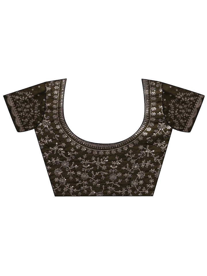 Yellow Striped Embellished Silk Blend Saree With Unstitched Blouse Piece