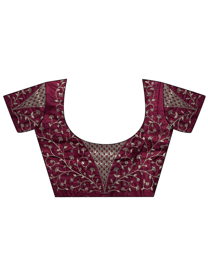 Mauve Solid Silk Blend Saree With Unstitched Blouse Piece