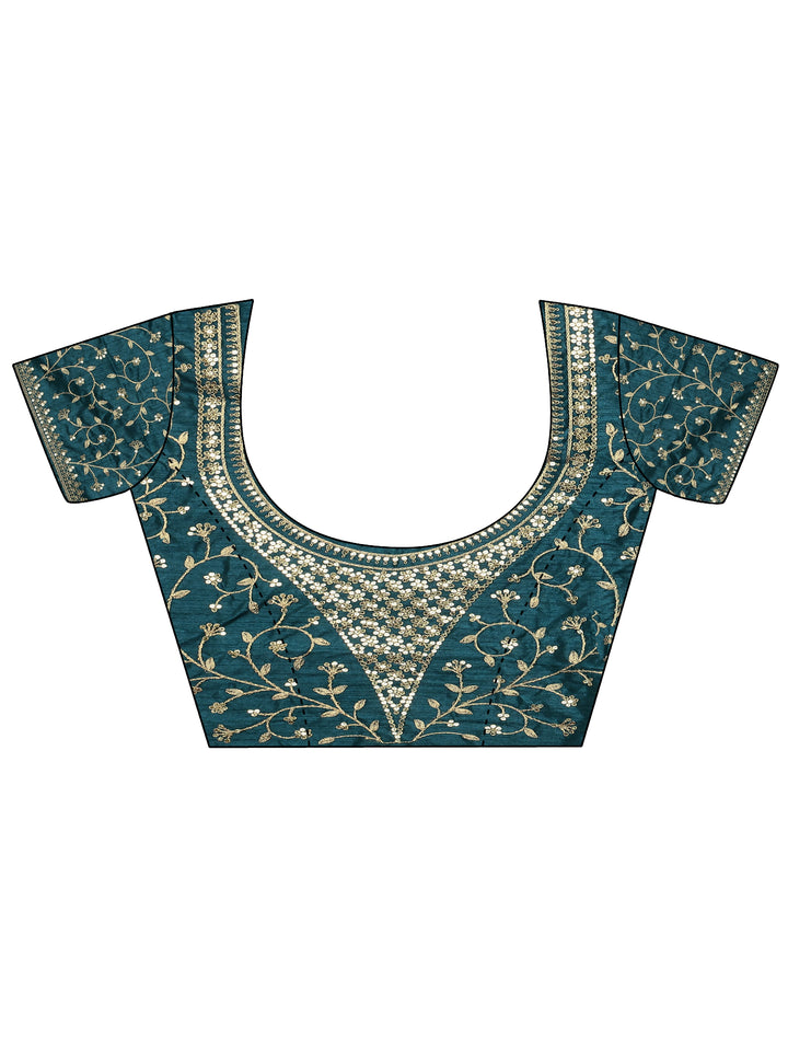 Green Solid Silk Blend Saree With Unstitched Blouse Piece