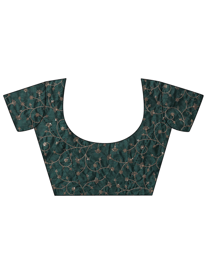 Blue Solid Silk Blend Saree With Unstitched Blouse Piece