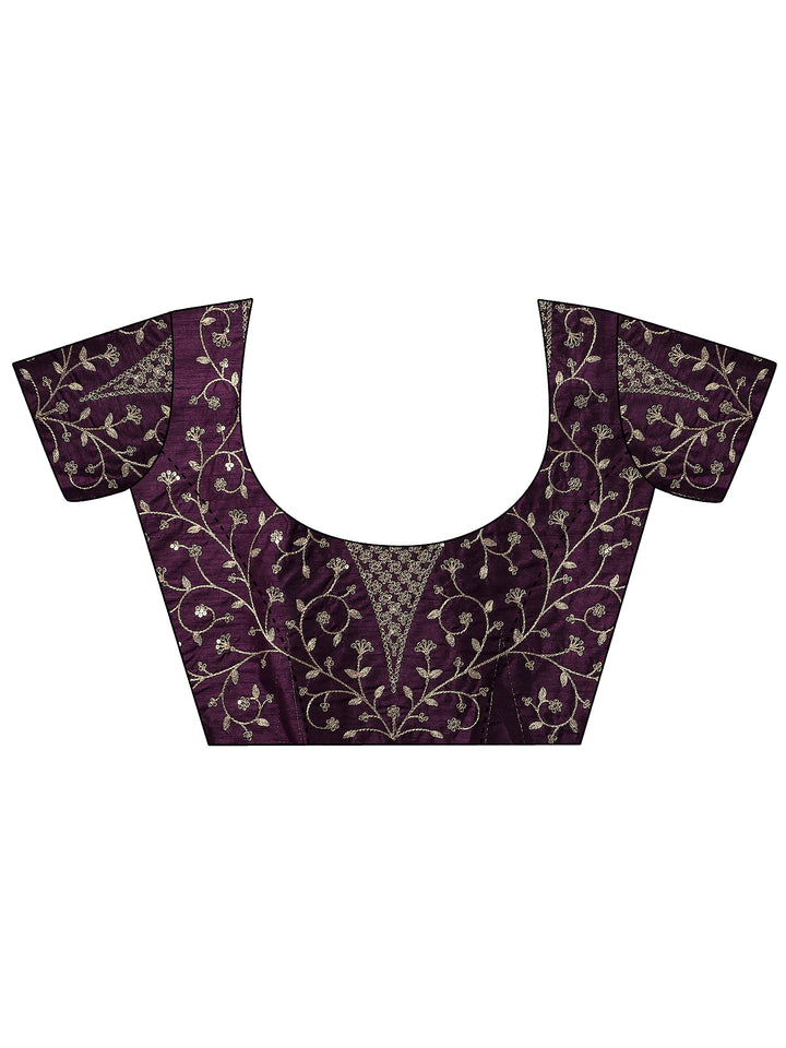 Lavender Solid Silk Blend Saree With Unstitched Blouse Piece