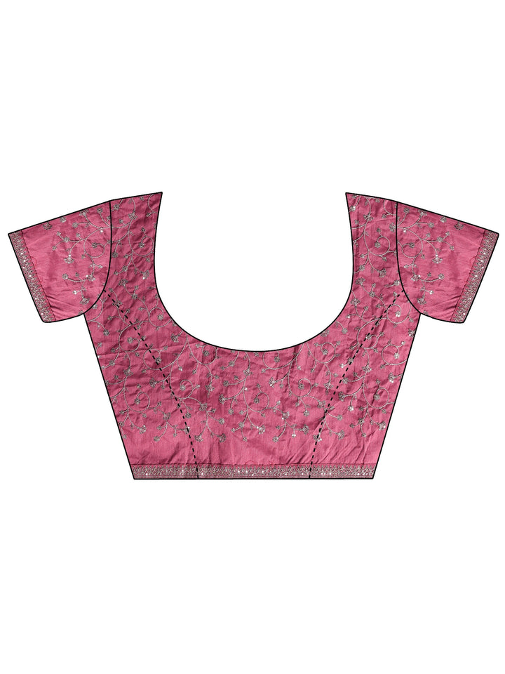 Peach Solid Silk Blend Saree With Unstitched Blouse Piece