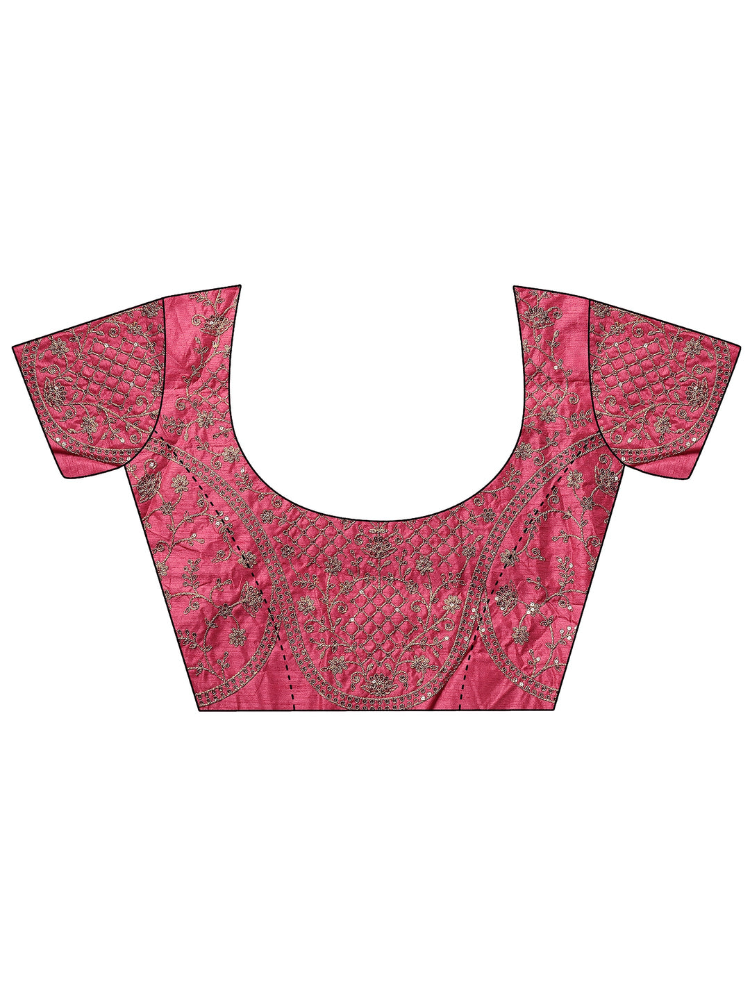 Pink Striped Embellished Silk Blend Saree With Unstitched Blouse Piece