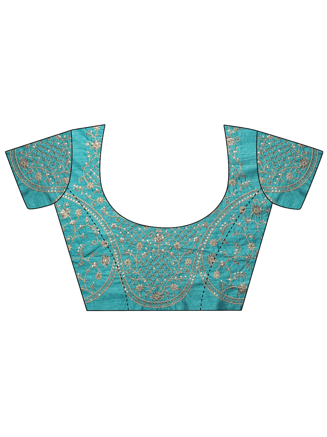 Green Striped Embellished Silk Blend Saree With Unstitched Blouse Piece