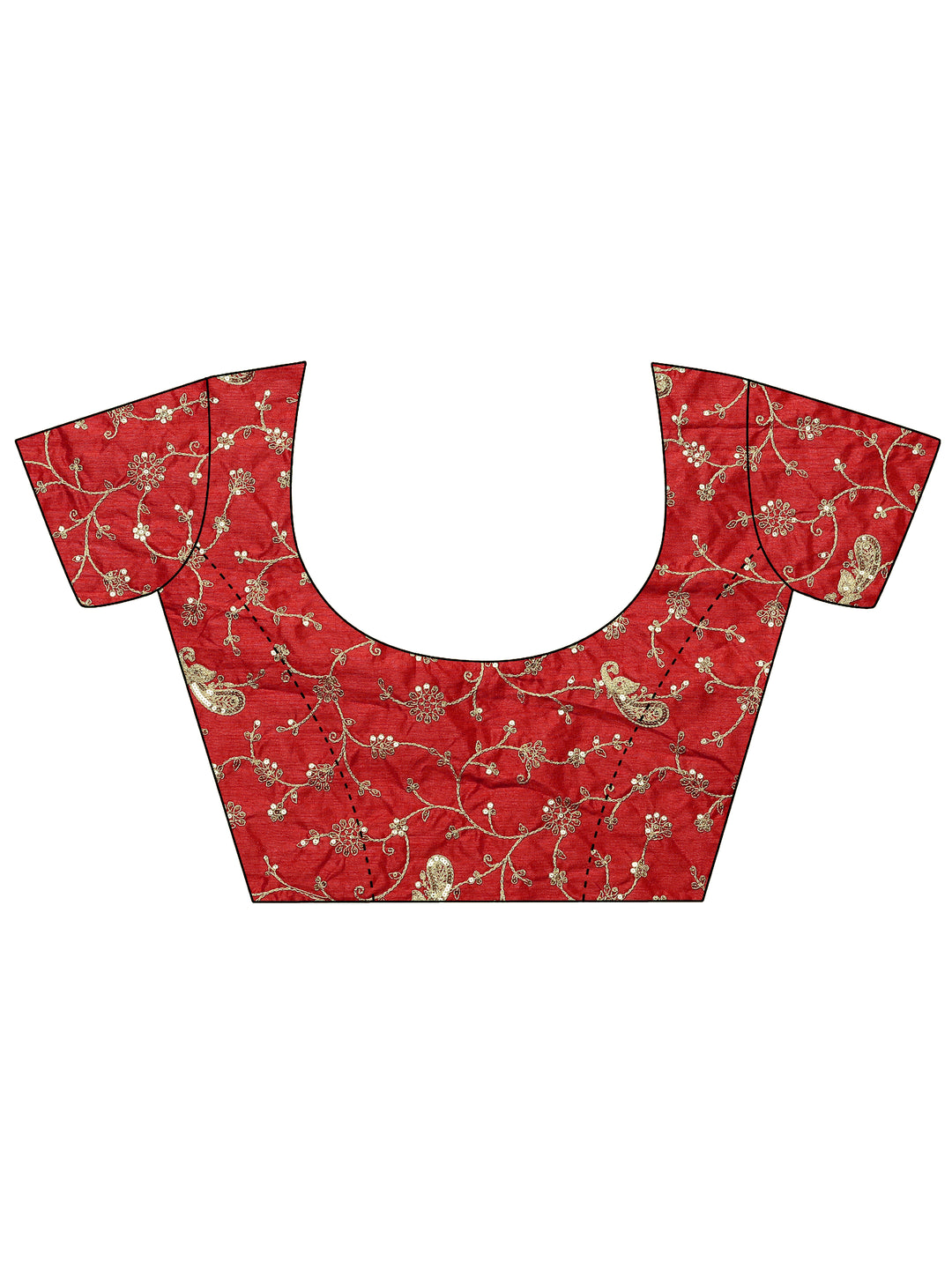 Red Striped Embellished Silk Blend Saree With Unstitched Blouse Piece