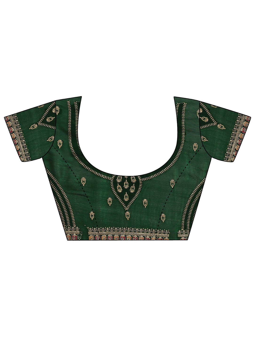 Red Embellished Silk Blend Saree With Unstitched Blouse Piece