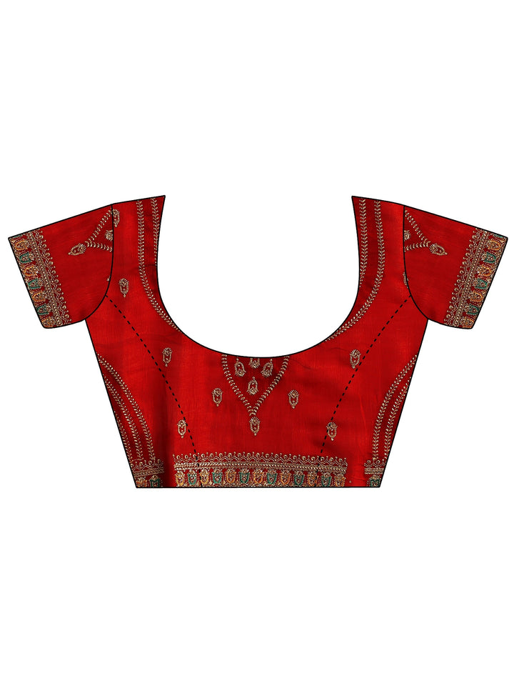 Off White Embellished Silk Blend Saree With Unstitched Blouse Piece