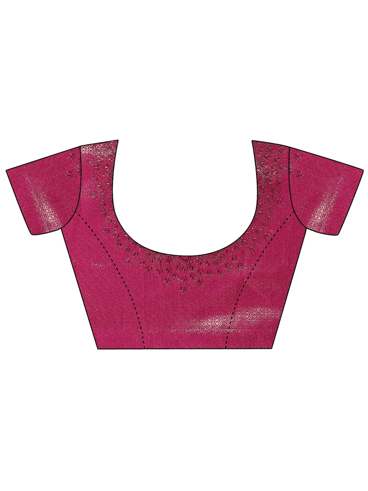 Pink Woven Design Silk Blend Saree With Unstitched Blouse Piece