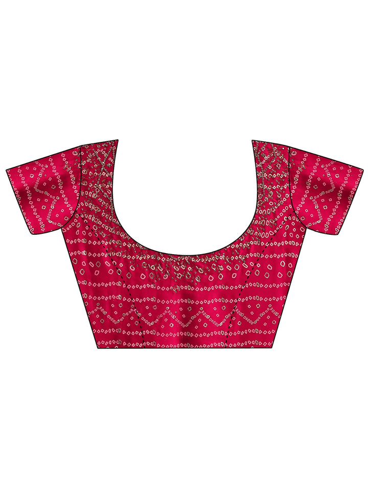 Navy Blue Bandhani Printed Silk Blend Saree With Unstitched Blouse Piece