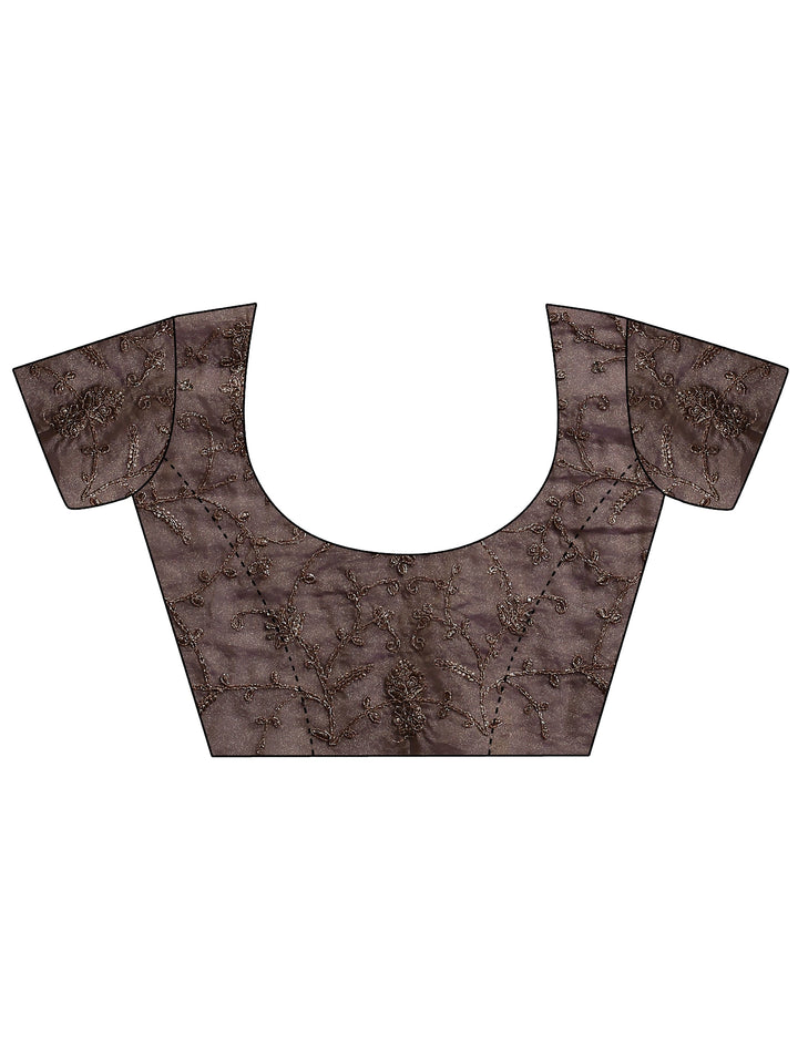 Lavender Embroidered Organza Saree With Unstitched Blouse Piece