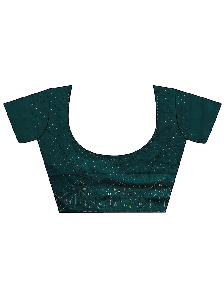 Red Embellished Silk Blend Saree With Unstitched Blouse Piece