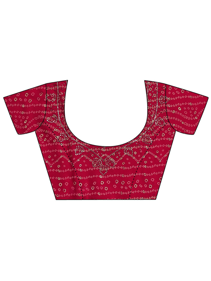 Mustard Bandhani Printed Silk Blend Saree With Unstitched Blouse Piece