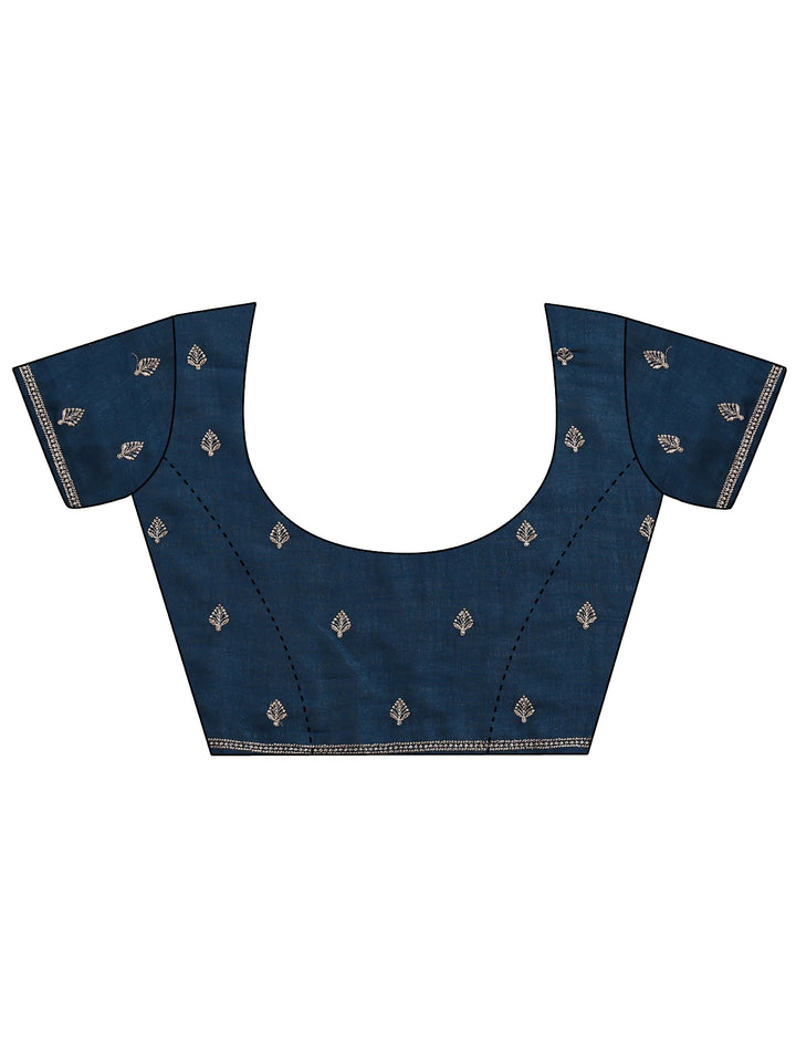 Pink Embellished Silk Blend Saree With Unstitched Blouse Piece