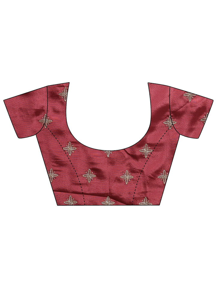 Mauve Solid Silk Blend Saree With Unstitched Blouse Piece