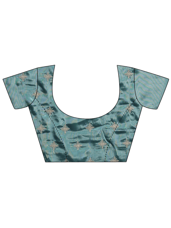 Blue Solid Silk Blend Saree With Unstitched Blouse Piece