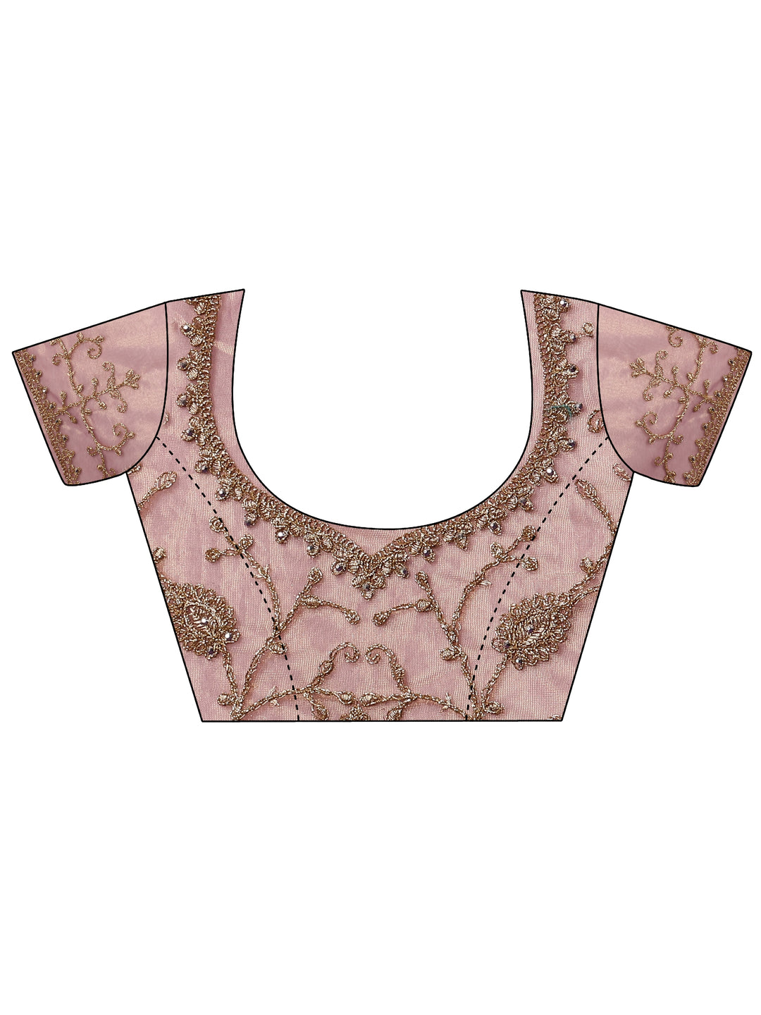 Lavender Embroidered Nylon Saree With Unstitched Blouse Piece