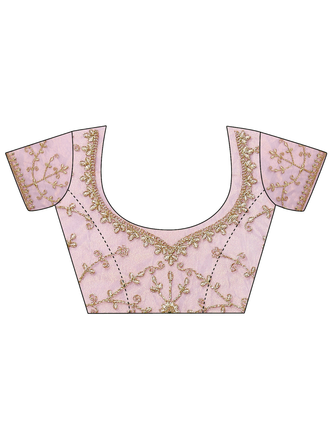 Lavender Embroidered Nylon Saree With Unstitched Blouse Piece