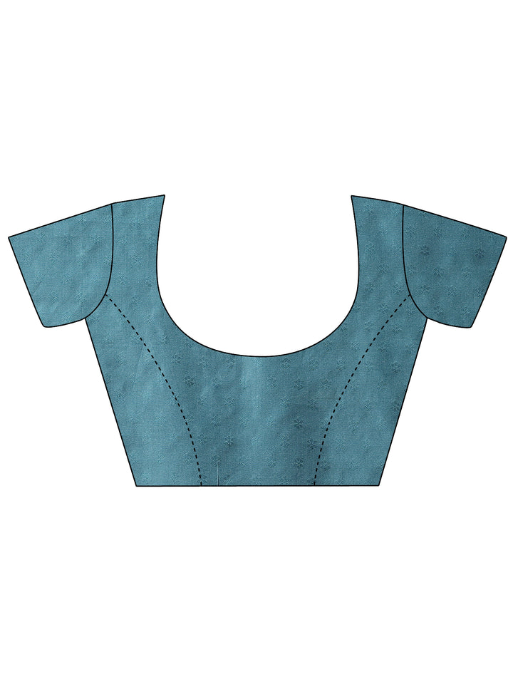 Blue Woven Design Silk Blend Saree With Unstitched Blouse Piece