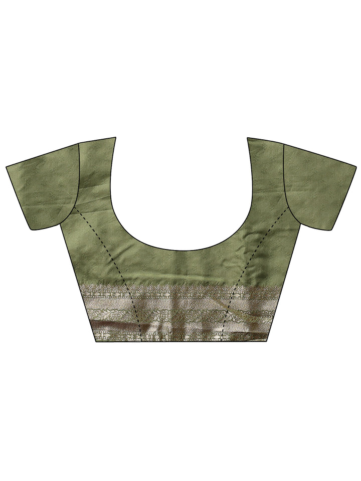 Green Woven Design Silk Blend Saree With Unstitched Blouse Piece