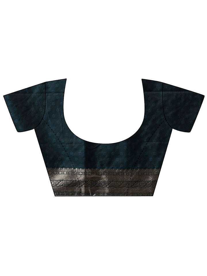 Blue Woven Design Silk Blend Saree With Unstitched Blouse Piece
