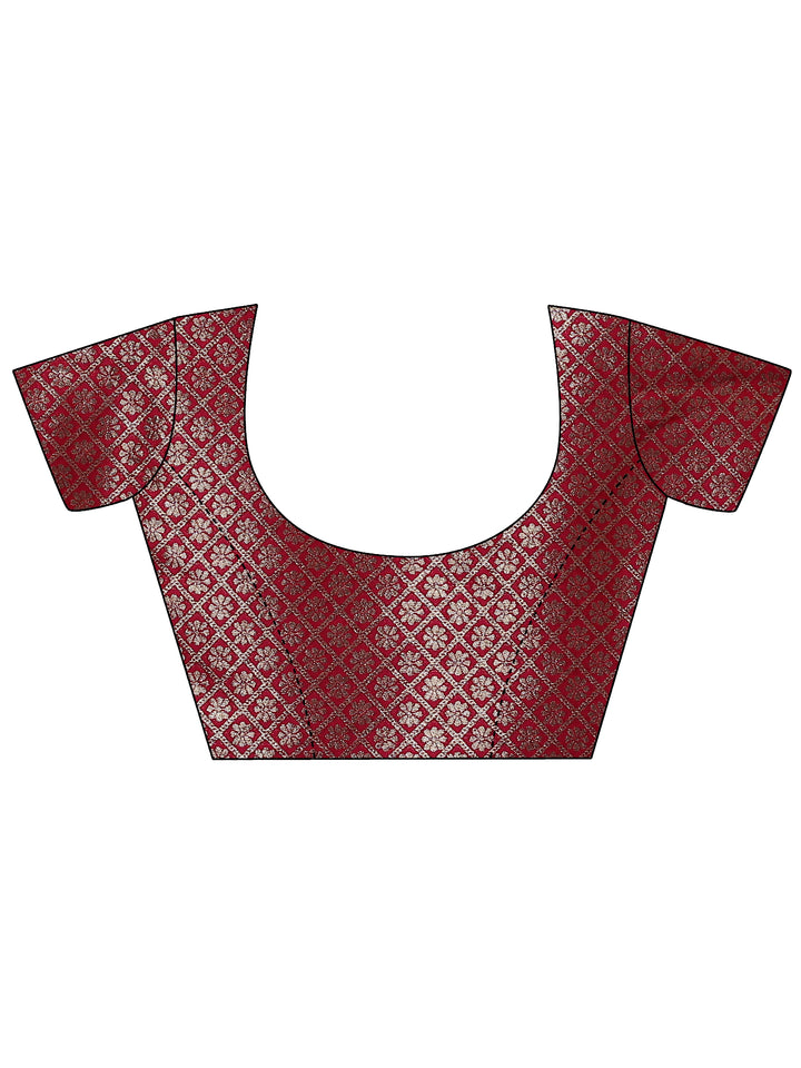 Blue Geometric Woven Design Silk Blend Saree With Unstitched Blouse Piece