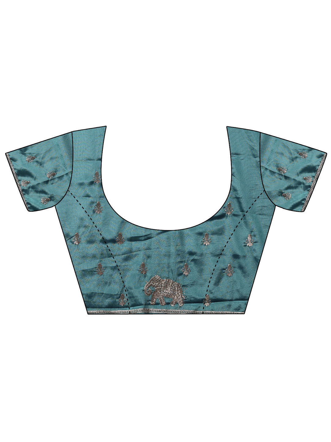 Blue Embellished Silk Blend Saree With Unstitched Blouse Piece