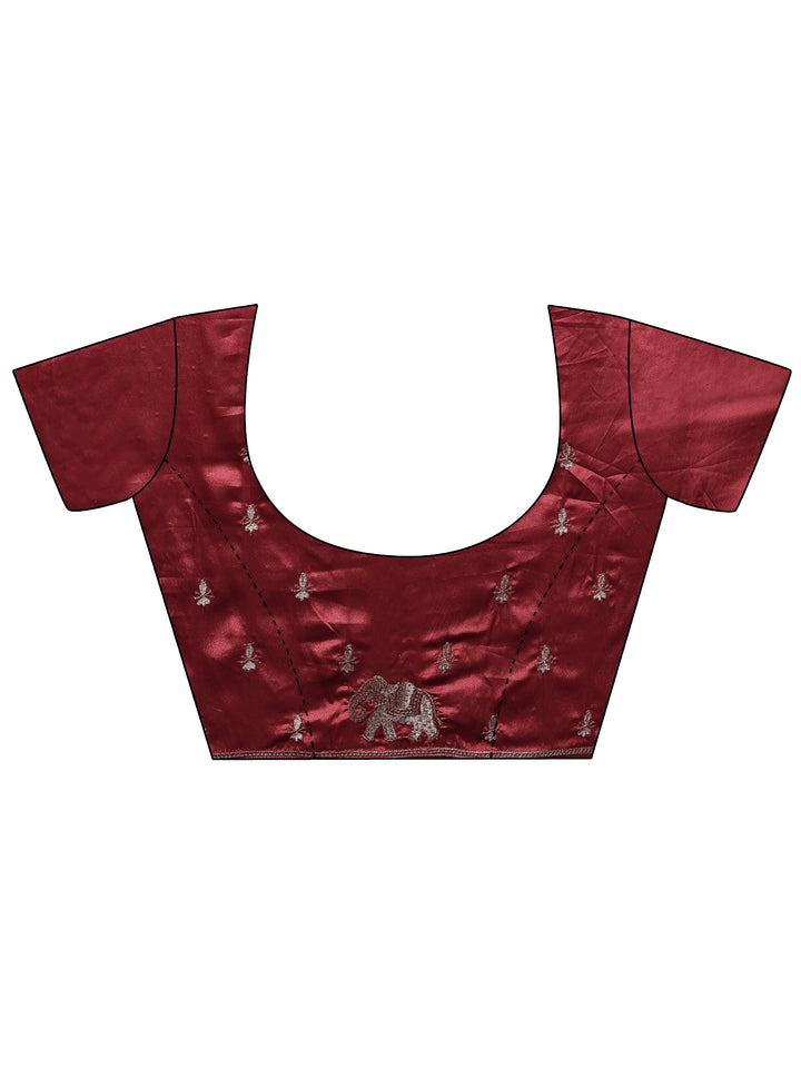 Mauve Embellished Silk Blend Saree With Unstitched Blouse Piece