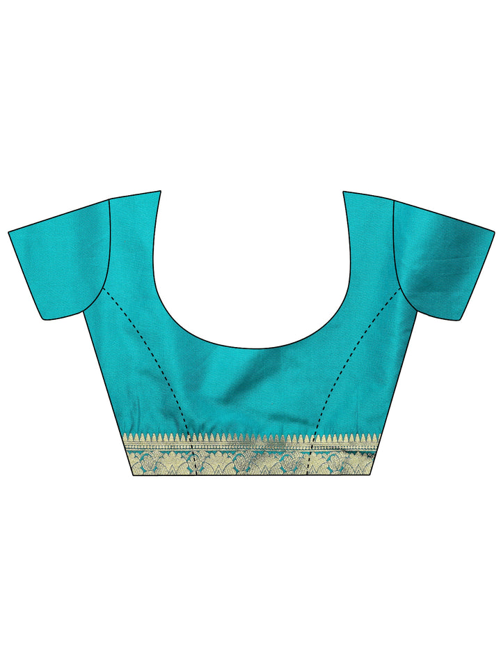 Blue Woven Design Silk Blend Saree With Unstitched Blouse Piece