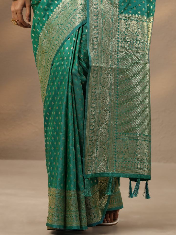 Blue Woven Design Silk Blend Saree With Unstitched Blouse Piece