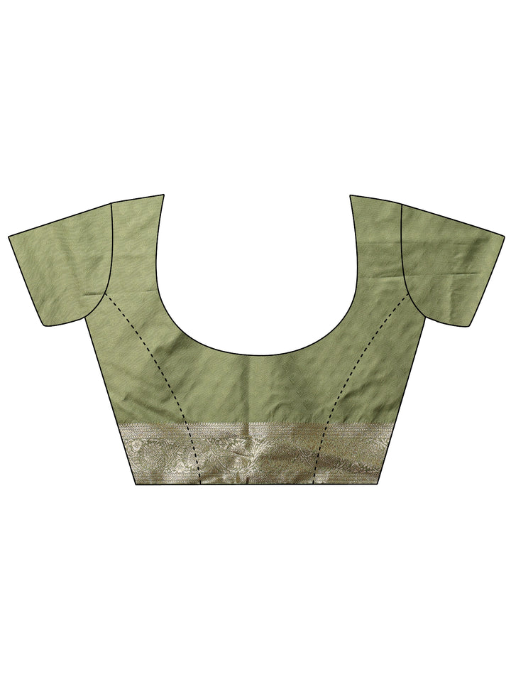 Green Woven Design Silk Blend Saree With Unstitched Blouse Piece