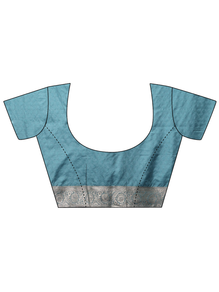 Blue Woven Design Silk Blend Saree With Unstitched Blouse Piece